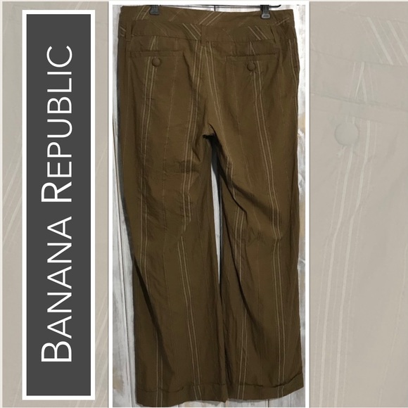💕 Banana Republic Cuffed Pants in Brown, White Stripes - Picture 2 of 7